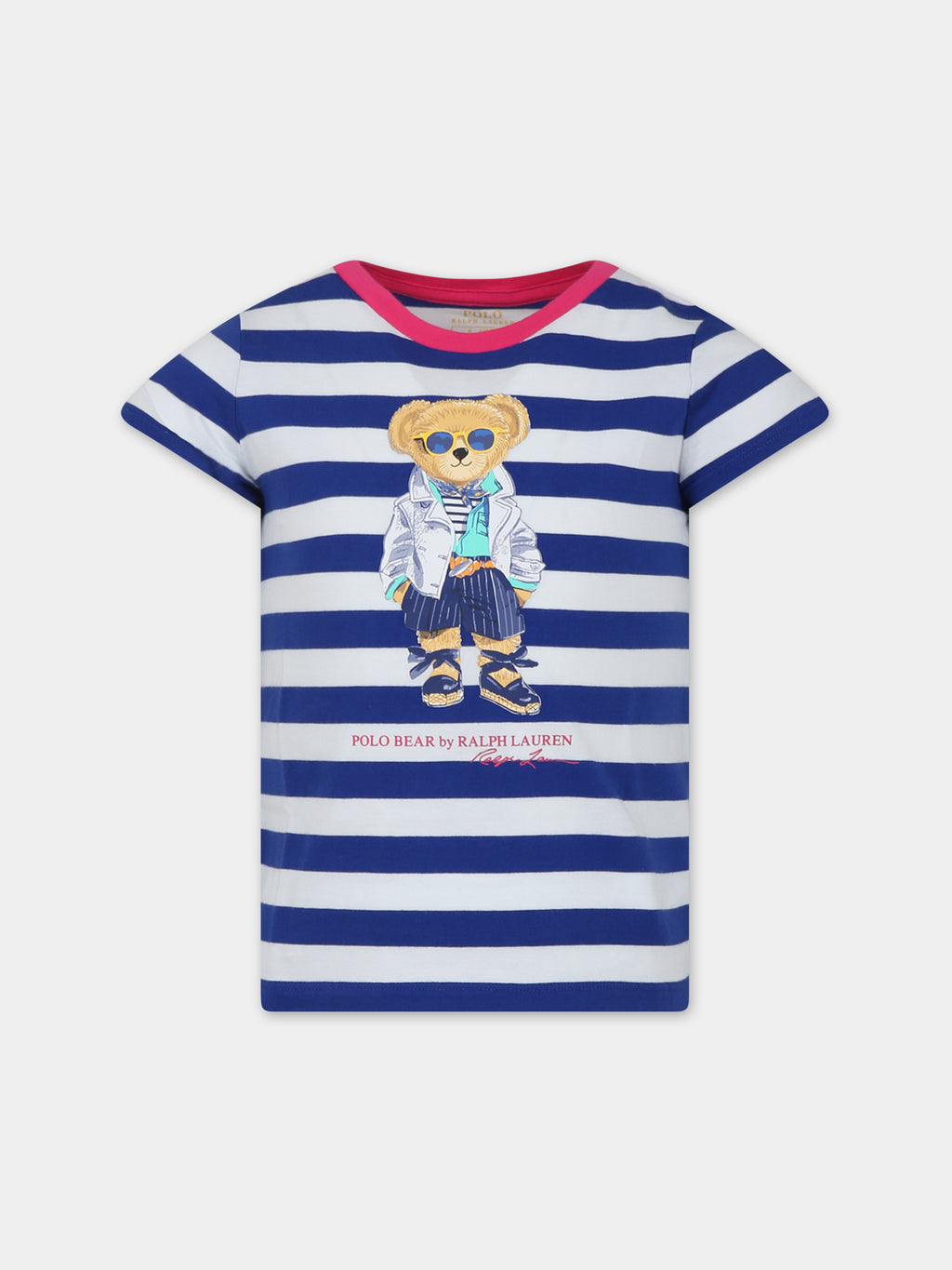 T-shirt blu per bambina con Polo Bear